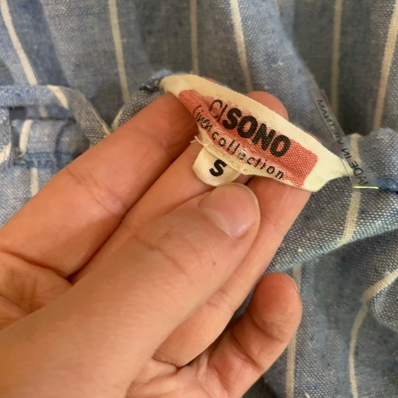 Cisono linen collection striped jumpsuit romper size S - Picture 4 of 5